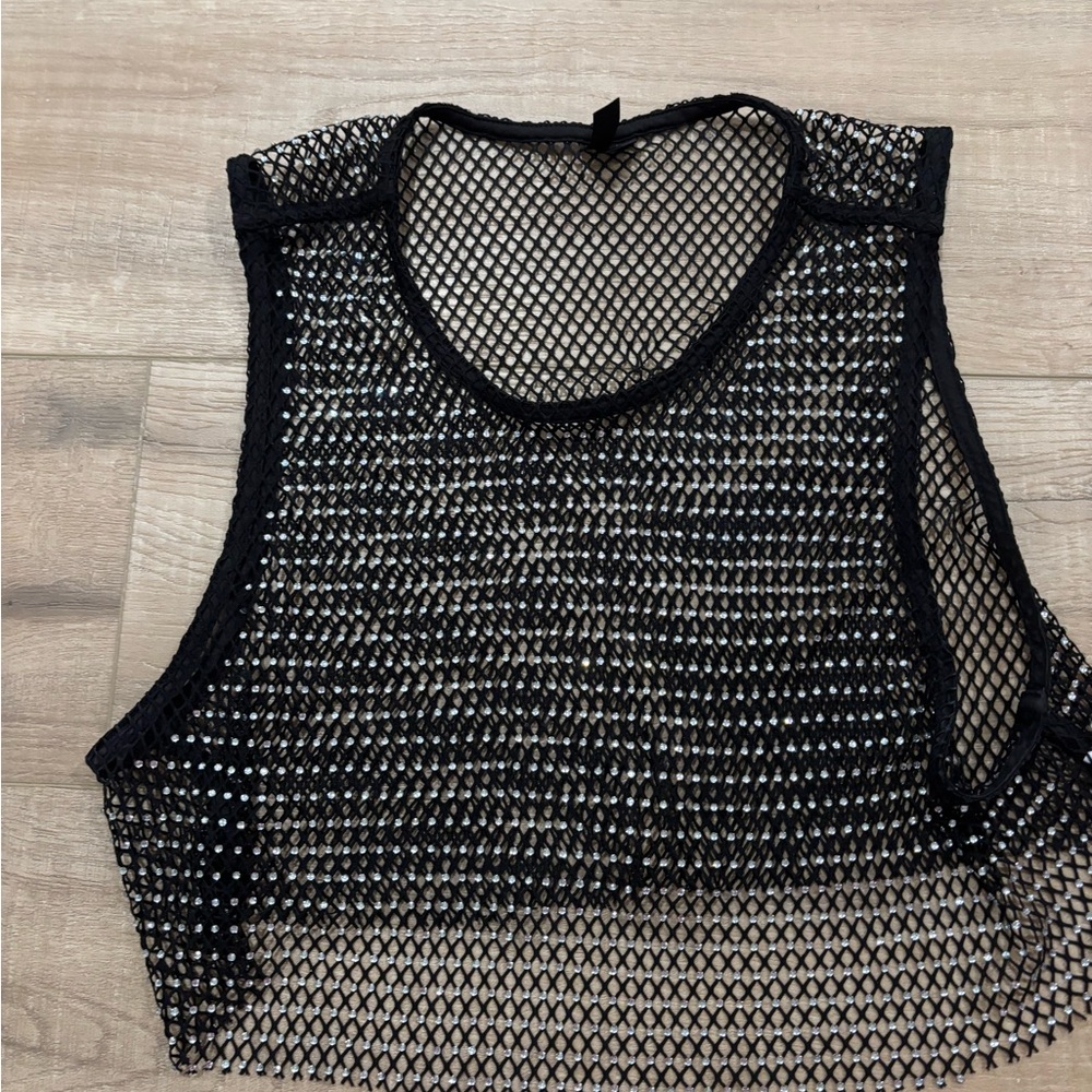 Black Mesh Sleeveless Top